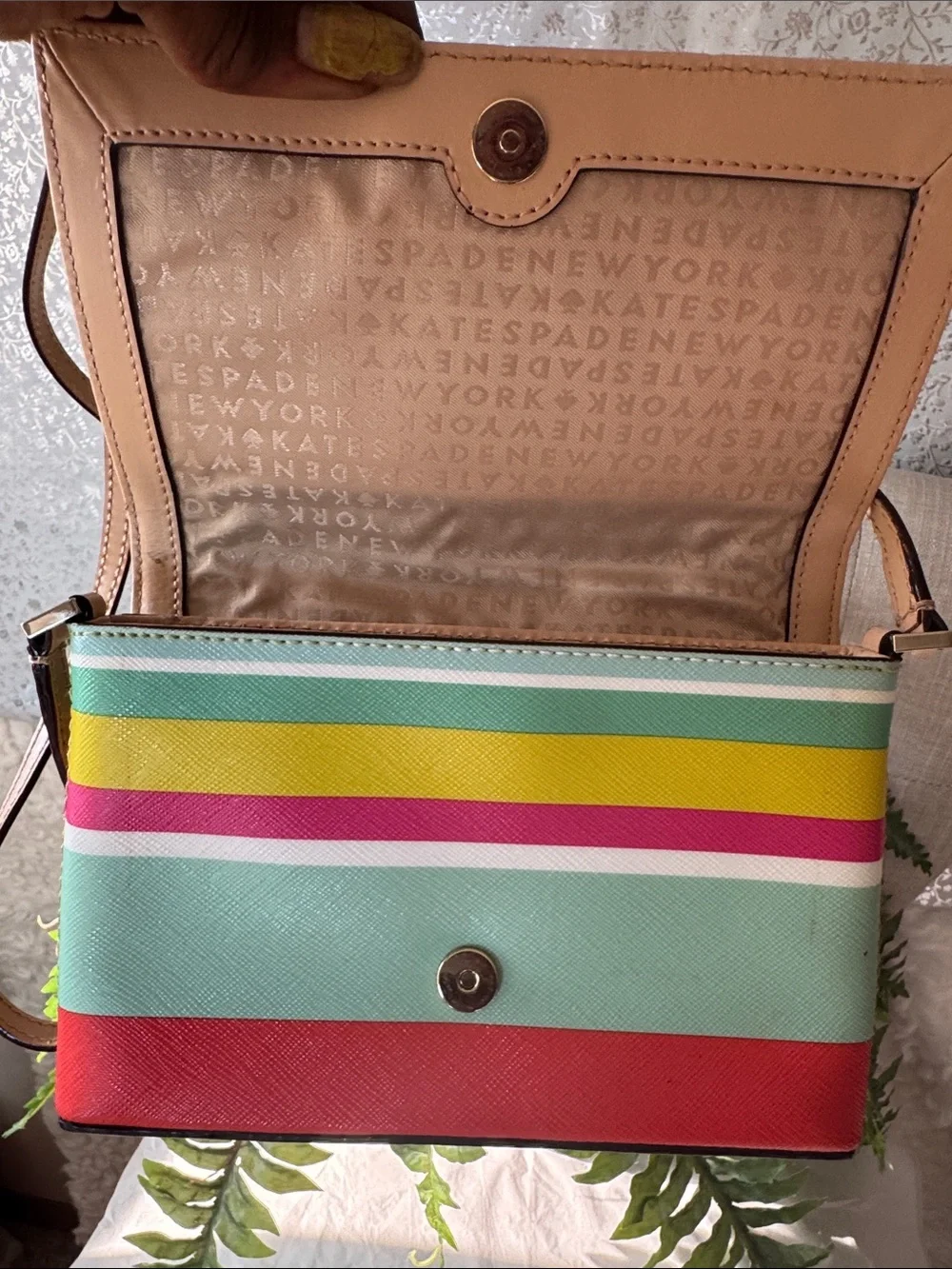 kate spade Striped Crossbody Bag - Mint, Yellow, Pink & Red